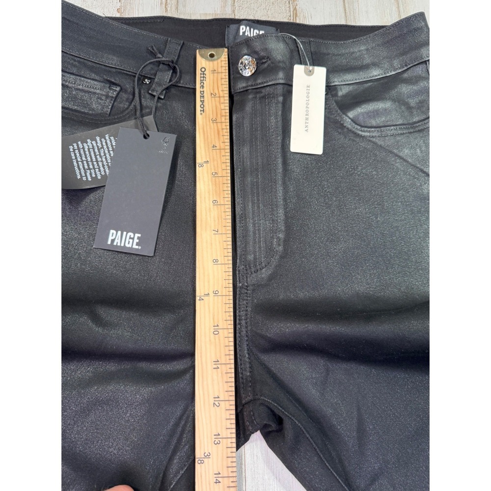 NWT PAIGE Jeans Womens 29 Black Anessa 31 High Rise Wide Leg Fog Luxe Coating - Picture 13 of 16